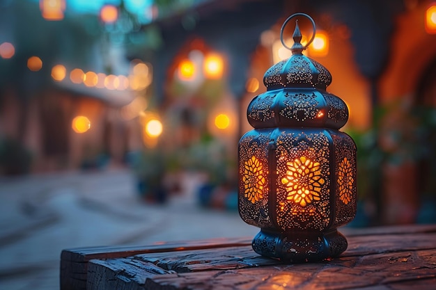 Linterna islámica y mezquita