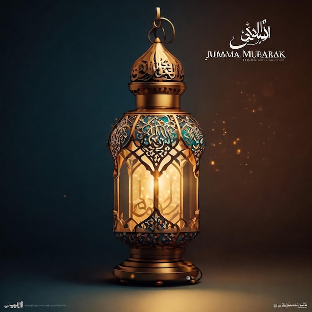 Foto con una linterna, una media luna y una escritura con la palabra mensaje de ramadán, esta tarjeta de felicitación del ramadán 2024 presenta caligrafía árabe islámica en estilo de dibujos animados y una imagen del mes islámico de ram.