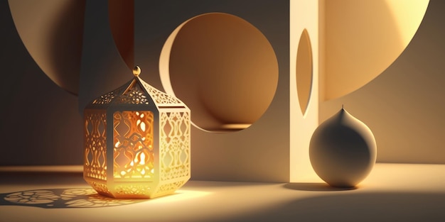 Linterna ornamental árabe generada por ai en formato panorámico