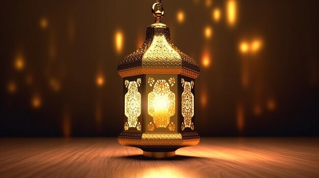 Foto linterna de oro árabe de época de diseño 3d realista
