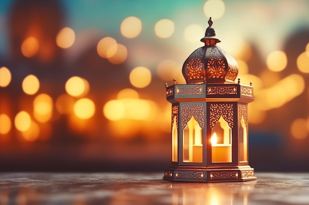 Una linterna con las palabras ramadan en ella