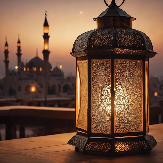 Una linterna con las palabras ramadán en ella
