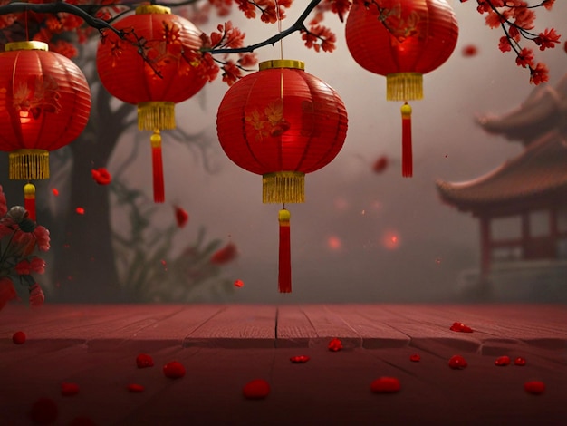 una linterna de papel roja con escritura china en ella con una etiqueta de papel rojo que dice cita el año cita