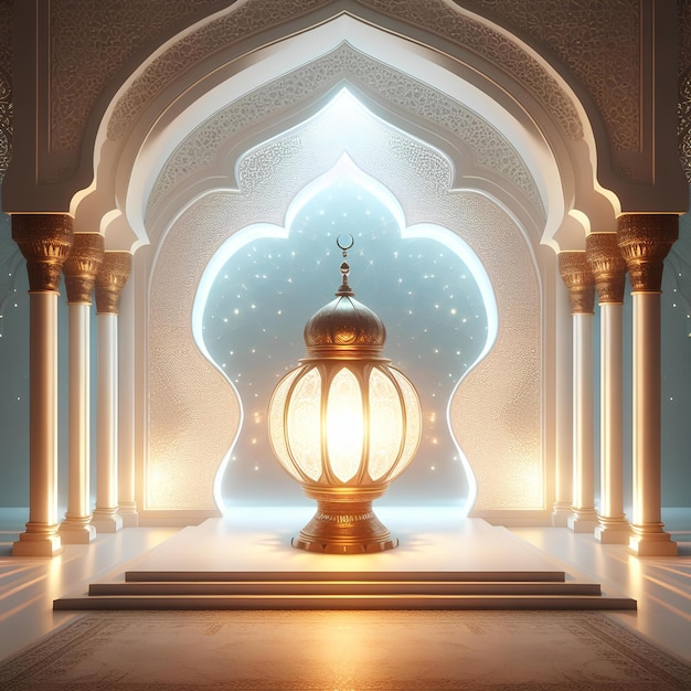 Foto linterna de ramadán mubarak (en inglés)