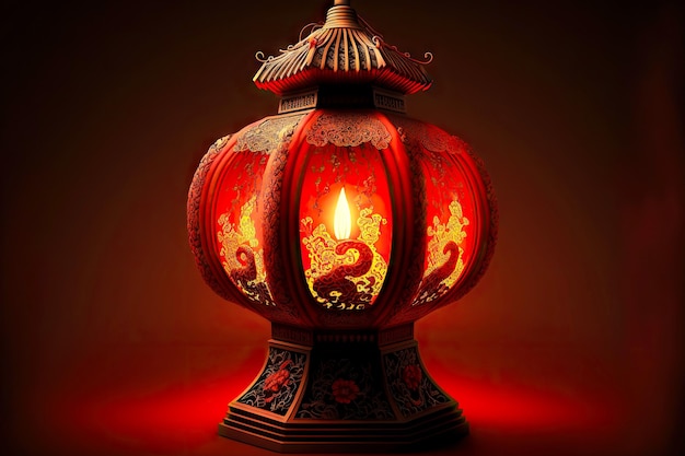 Linterna roja china encendida para la decoración de vacaciones y año nuevo