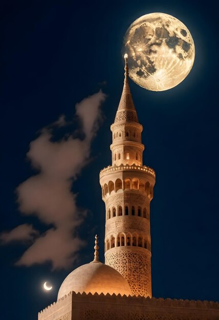 Foto linterna de la torre de la mezquita ramadán islámico