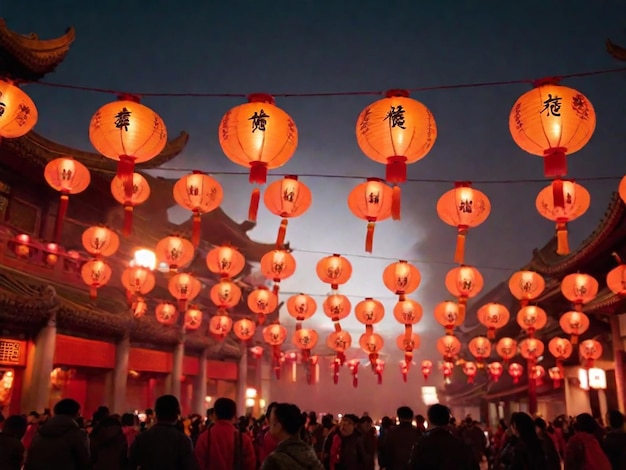 Foto linternas chinas durante el año nuevo chino