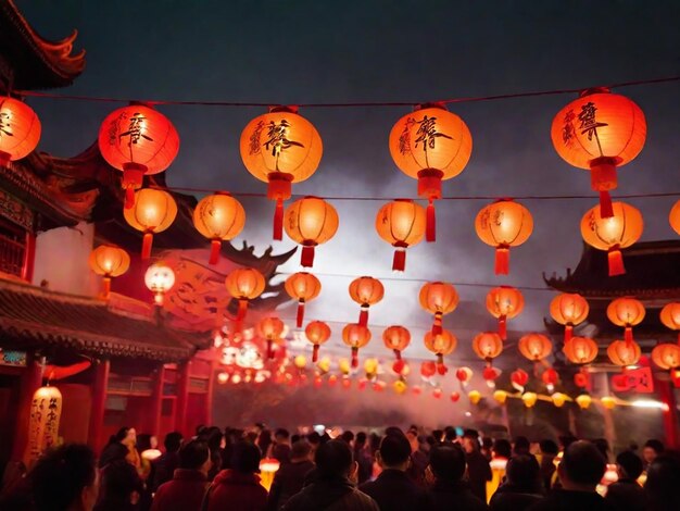 Foto linternas chinas durante el año nuevo chino