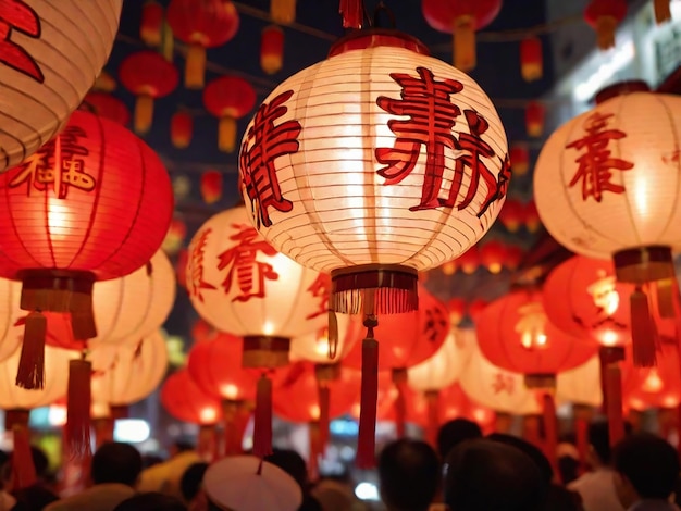 Foto linternas chinas durante el año nuevo chino