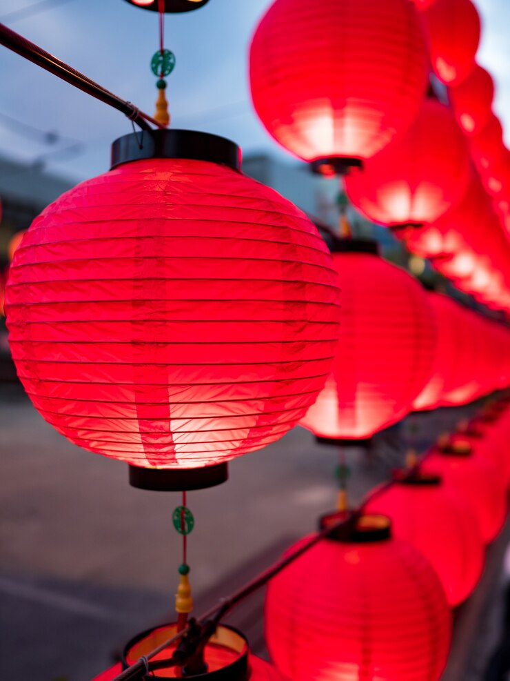Foto linternas chinas durante el festival de año nuevo.