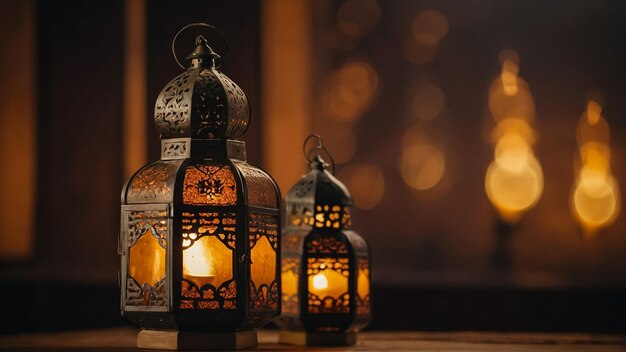 Las linternas encendidas están listas para el Ramadán.