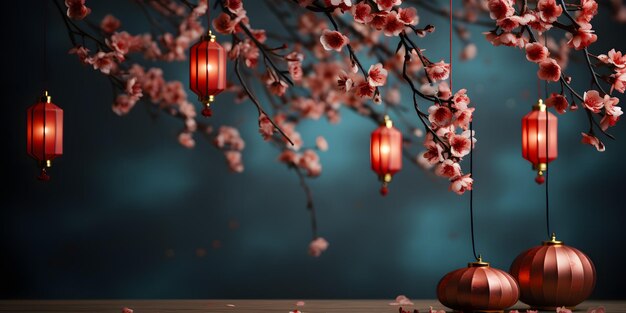 Linternas tradicionales chinas en la fiesta de Año Nuevo