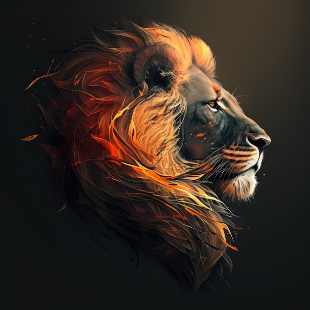 Lion'head com fundo preto IA generativa