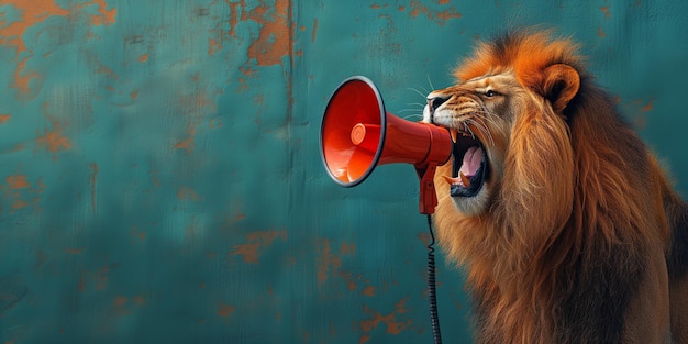 Lion-Lautsprecher-Megafon Werbung und Marketingkonzept Soziale Medien kündigen Verkauf oder Werbung an