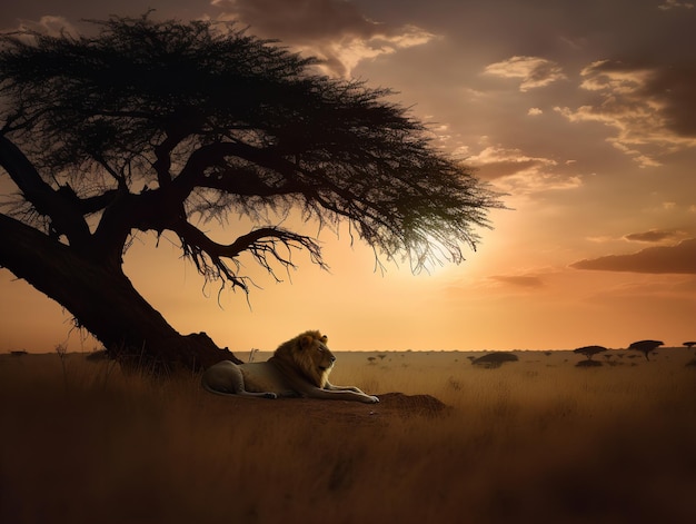 Lion39s Slumber Descanso pacífico bajo el cielo del Serengeti