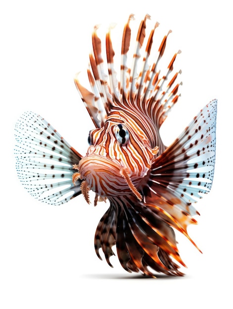 Foto lionfish studio-aufnahme isoliert auf klarem weißen hintergrund generative ki