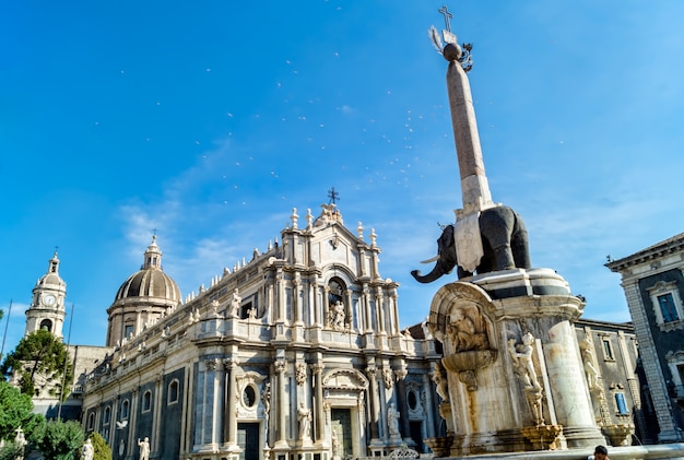 Foto liotru y la catedral en catania, sicilia