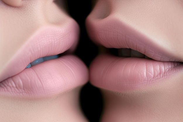 Lippen zweier küssender Frauen in Nahaufnahme LGBT-Gemeinschaft Generative KI