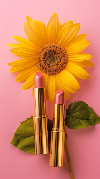 Foto lippenstift kosmetik sonnenblumen-extrakt antioxidans und ernährung hintergrund der lippengeschichte