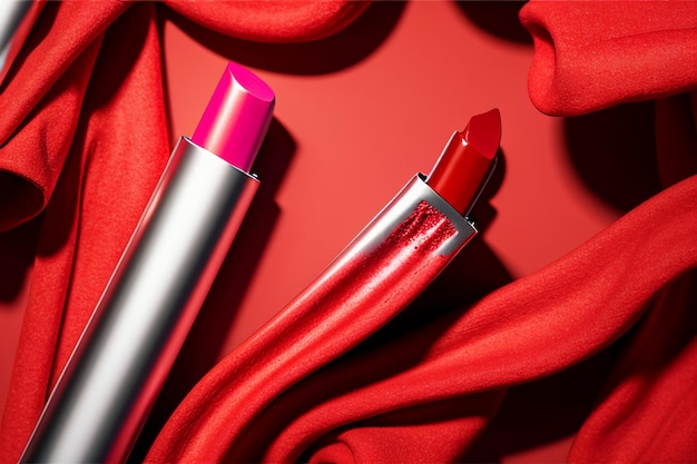 Lipstick vermelho 3D renderização close-up publicidade imagem women039s cosméticos batom