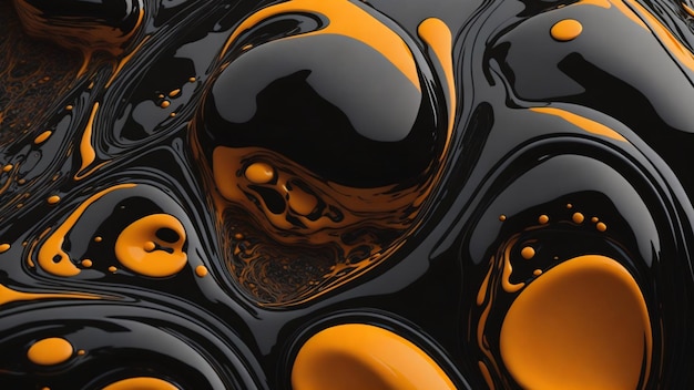 líquido ácido textura burbuja fluido negro y naranja color brillante aceite Ilustración Generativa AI