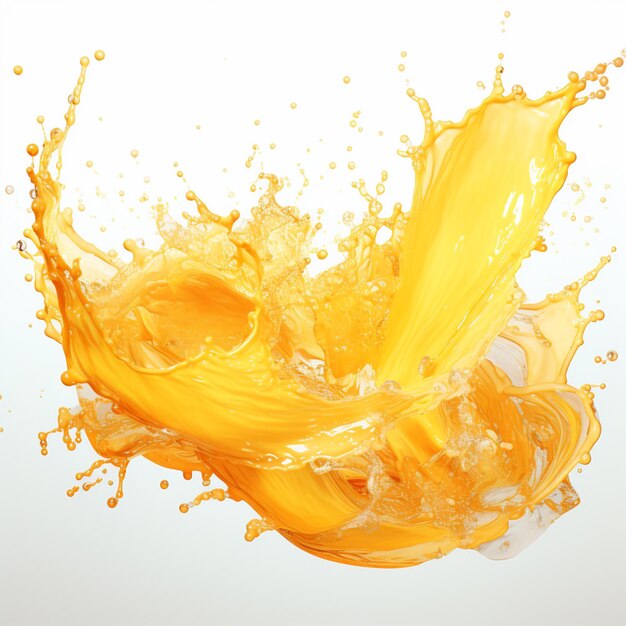 Foto líquido amarelo espirrando de um copo de suco de laranja gerador de ia