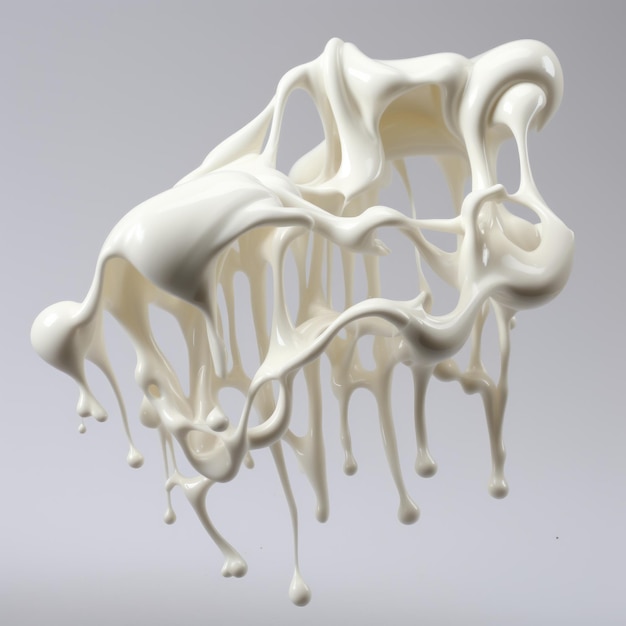 Líquido branco pegajoso e gotejante semelhante ao leite em estilo de renderização baseado em física
