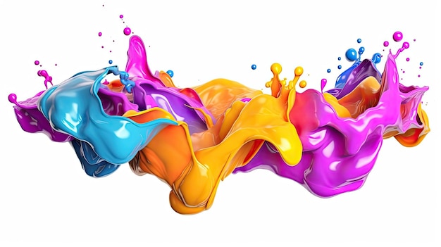 Foto líquido de color mezclado salpicaduras de aceite o tinta salpicadura elementos de diseño de movimiento dinámico para publicidad aislados en fondo blanco colorido generativo ai