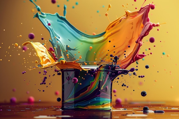 líquido de color que sale de un recipiente gráficos por computadora generado por ai