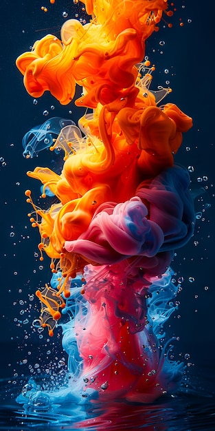 Foto un líquido de colores salpicando en el agua