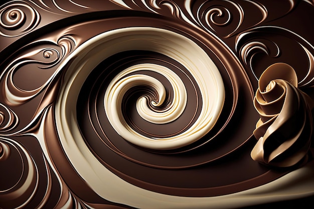 Un líquido espeso y brillante de color chocolate con una apariencia abstracta que crea una impresión de movimiento generado por IA
