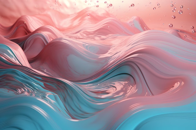 Líquido flotante de color de fondo abstracto en colores pastel rosa turquesa