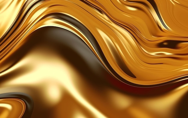 Líquido ouro ondulado brilhante AI Generative AI