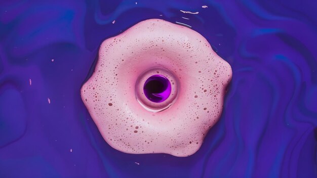 Foto líquido roxo com espuma rosa claro