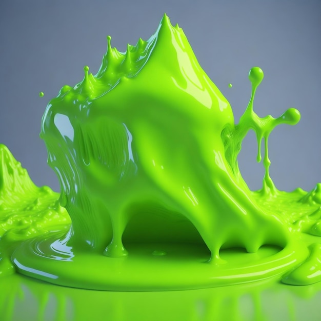 Un líquido verde está salpicado de pintura verde.