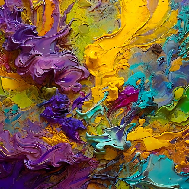 Líquido vibrante y saturado Pintura a óleo mixta en lienzo con fondo texturizado IA generativa