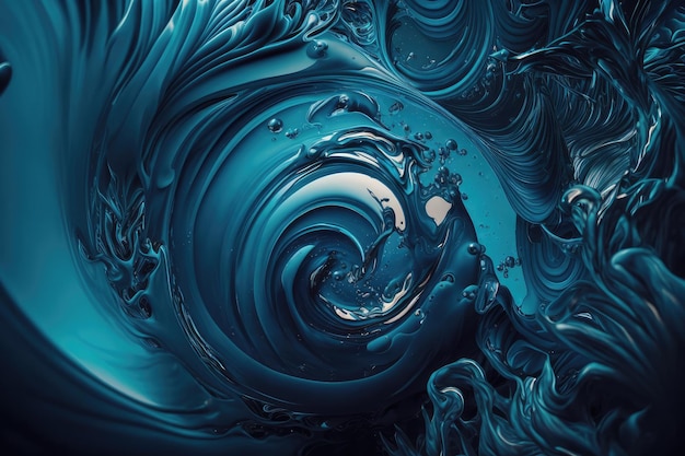 Líquidos azules abstractos se arremolinan juntos en un movimiento hipnótico creado con ai generativa