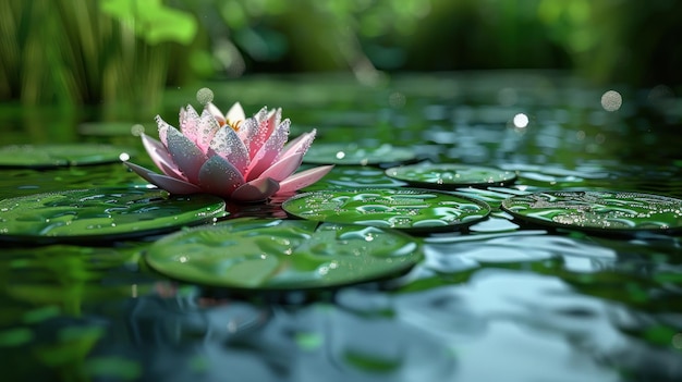 Lírio de Água Rosa em Lírio Verde