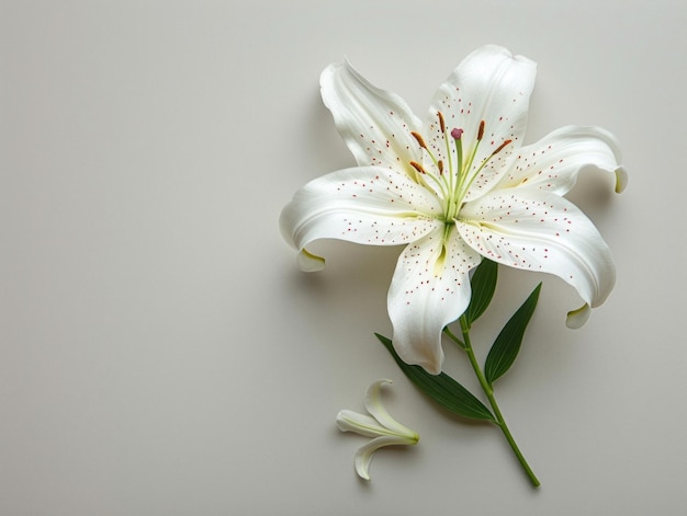 Lírio Stargazer em um buquê de flores cortadas em um fundo branco