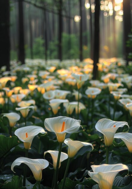 Lirios Calla en un bosque