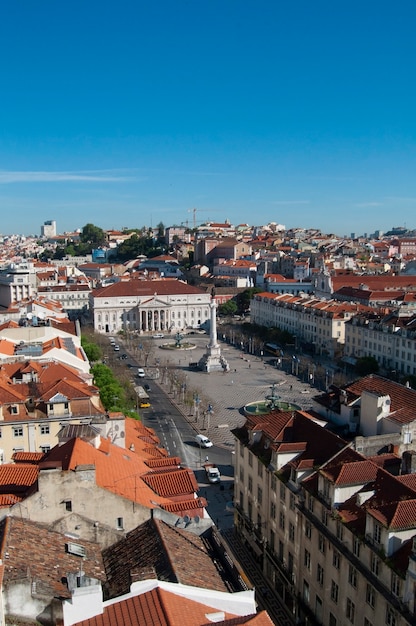 Lisboa, ciudad, Portugal, comercio, cuadrado cuadrado, punto de referencia, vista aérea