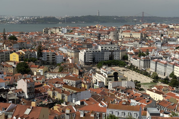 Foto lisboa panorama aéreo paisagem paisagem urbana