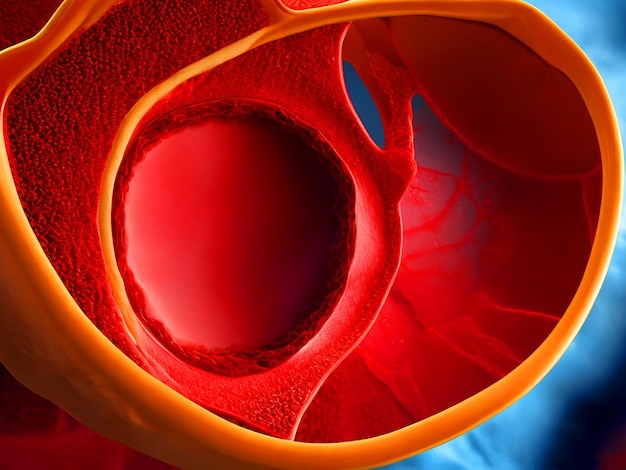 La lisis de las células sanguíneas dentro del vaso sanguíneo anatomía real en alta tenía foto realista de alta definición