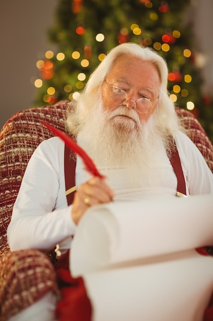 Lista de escrita do Papai Noel na poltrona