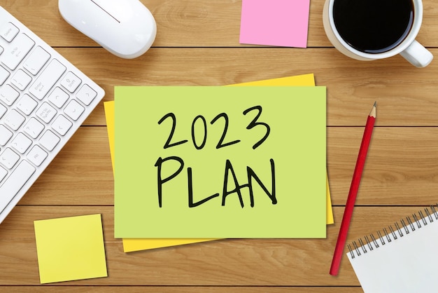 Lista de metas de resolução de feliz ano novo de 2023 e definição de planos