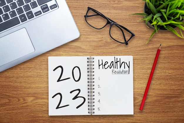 Lista de metas de resolução de feliz ano novo de 2023 e definição de planos