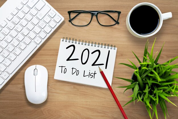 Lista de metas de resolução de feliz ano novo para 2021