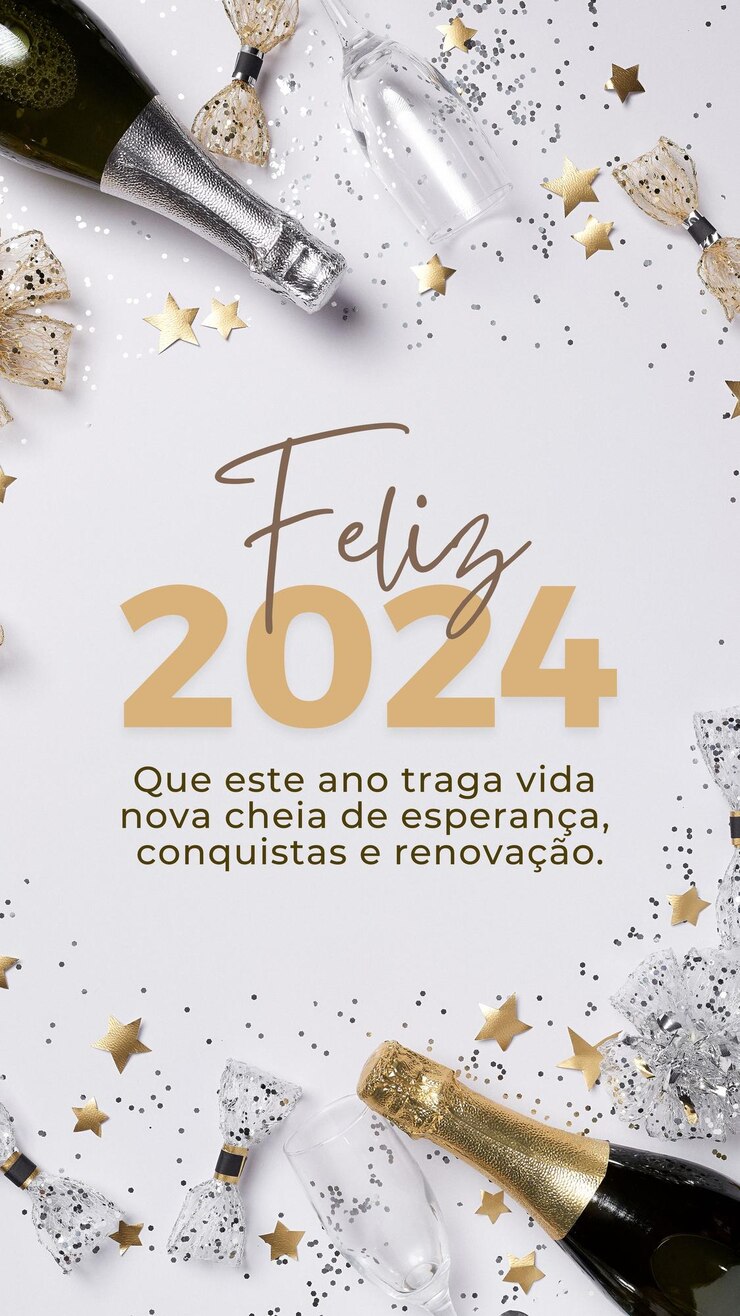 Foto listo el cartel de feliz año nuevo en portugués