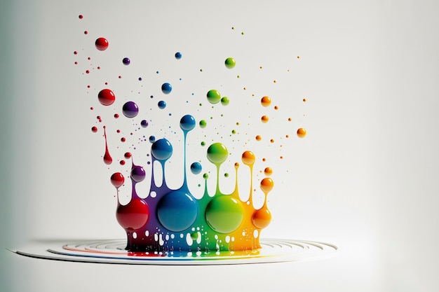 Listras de tinta multicolorida em forma de gotas no fundo branco