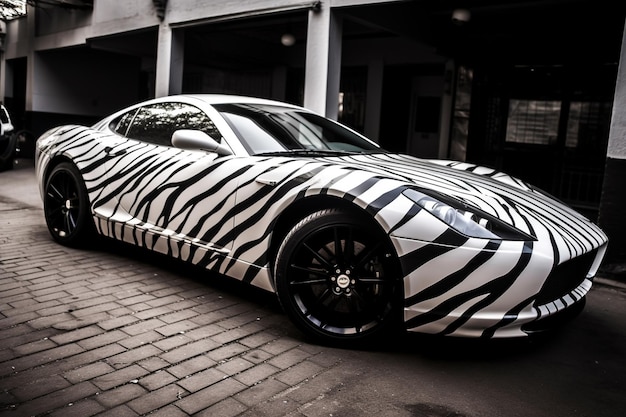 Listras de zebra em um carro zebra